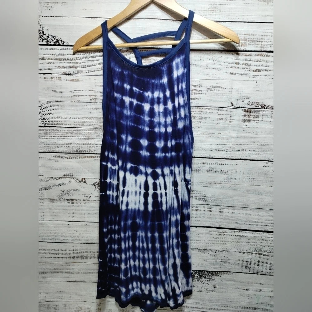 Sperry Tie Dye Swim Coverup Navy White size Small Ladderback Racerback Flowy‎